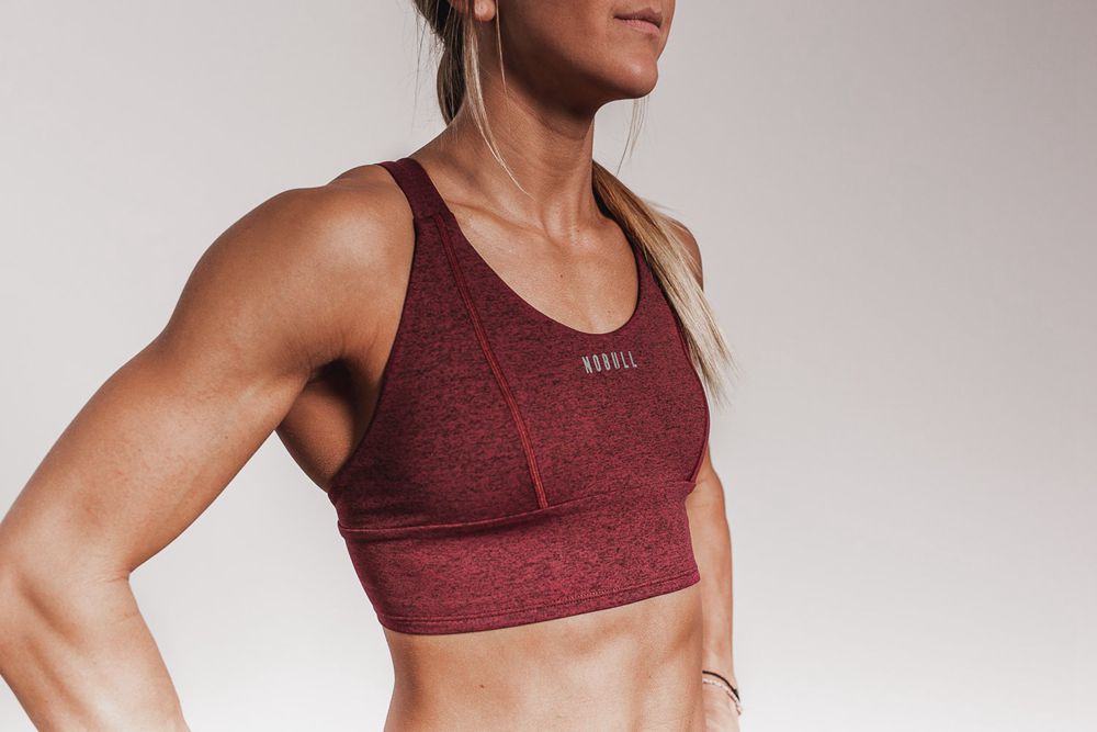 NOBULL Women's Wide Band Sports Bras - Wine Heather - Ireland (9152HQWKS)